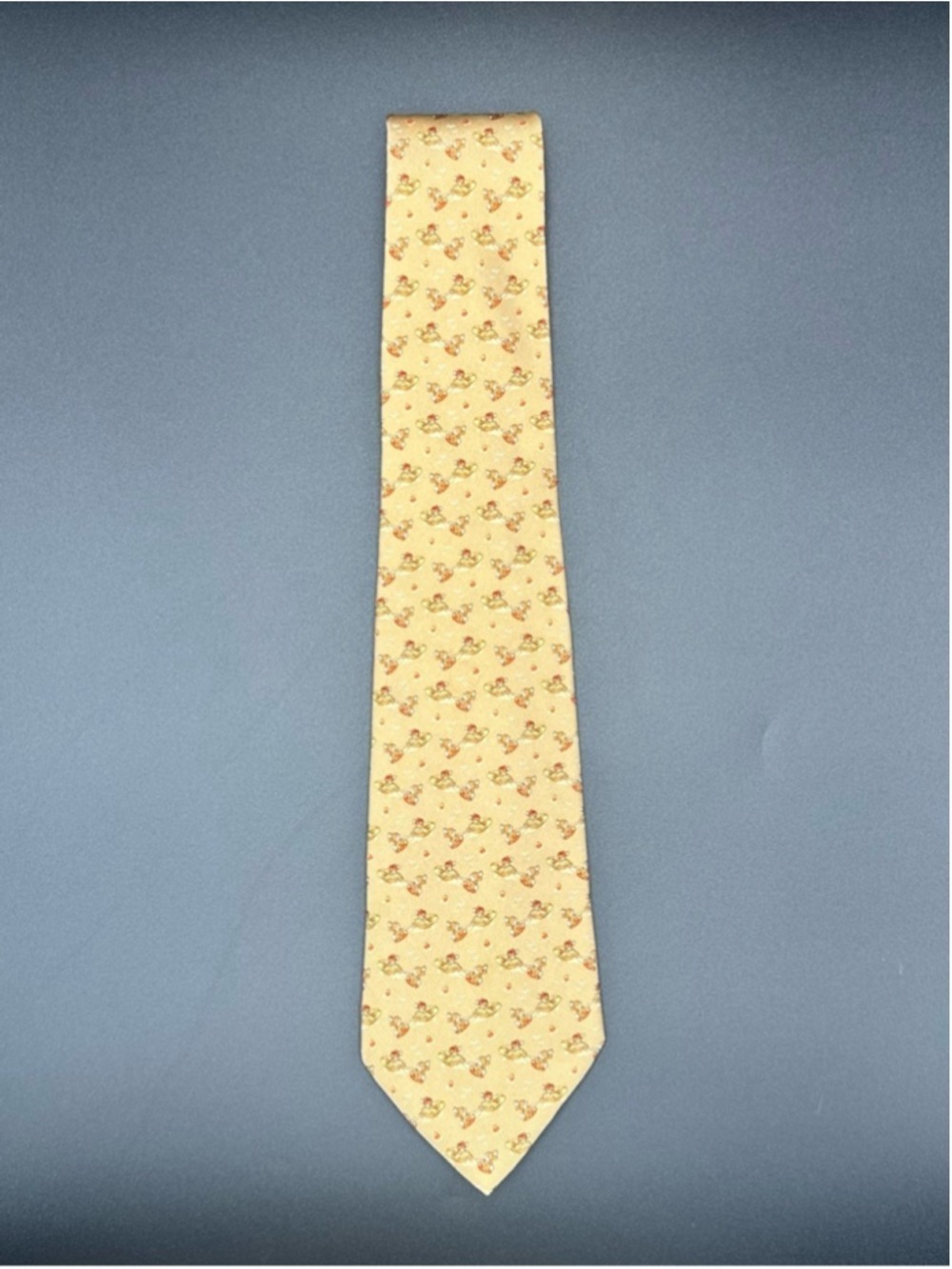Salvatore Ferragamo Silk Tie Tan Brown Bunnies Driving a Boat Water Skiing - Picture 9 of 15